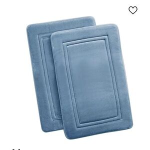Set of Two Plush Blue Bath Mats